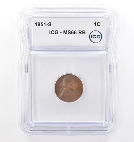 1951-S Lincoln Wheat Cent MS66 RB ICG Beautiful Tone *7726