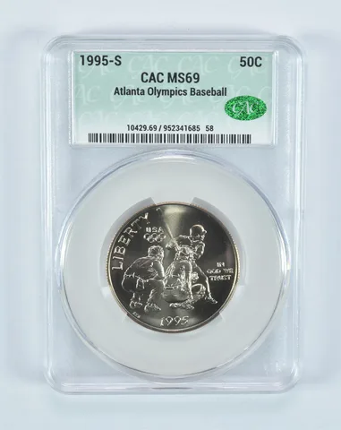1995-S Olympic Baseball Commemorative Half Dollar MS69 CAC CACg