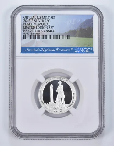 2013-S ANT Quarter Silver Peace Memorial Limited Edition PF69 NGC