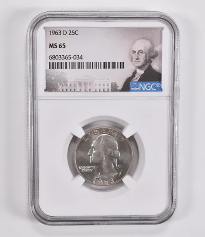 1963-D Washington Quarter MS65 NGC Special Label