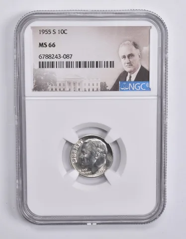 1955-S Roosevelt Dime 10c MS66 NGC Special Lbl