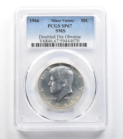 1966 Kennedy Half Dollar SMS Doubled Die Obverse SP67 PCGS *9666