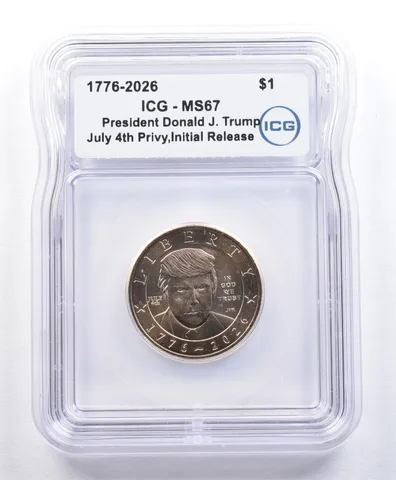 2026 Presidential $1 Donald Trump July 4th Privy Initial Release MS67 ICG *2178