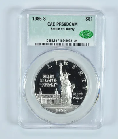 1986-S Statue Of Liberty Commemorative Silver Dollar PR69 DCAM CAC CACg