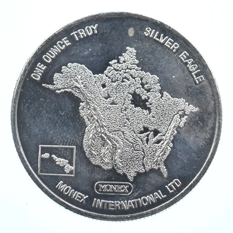 VINTAGE Art Bar/Round Monex International LTD 1 Oz. .999 Silver 1 T Ounce *906