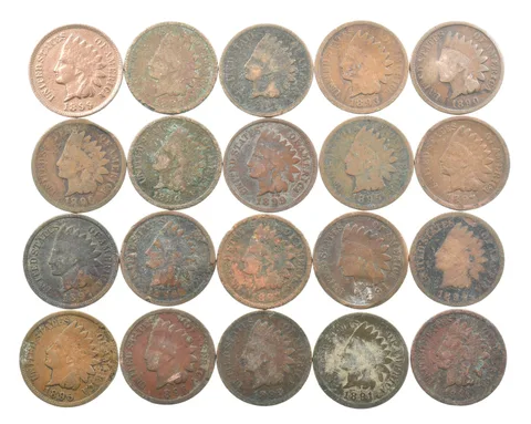 Lot 20 1800's 1890-1899 Indian Head Penny Cents US Coin Collection 2/5 Roll *481