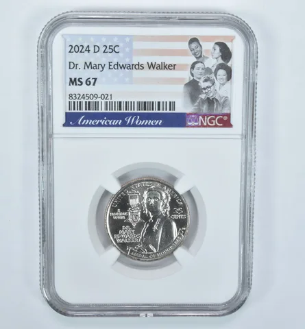 2024-D Washington Quarter Dr. Mary Edwards Walker MS67 NGC American Women