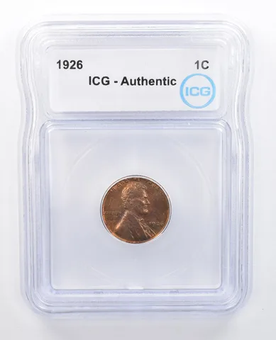 1926 Lincoln Wheat Cent Authentic ICG Red/Green Tone *7641