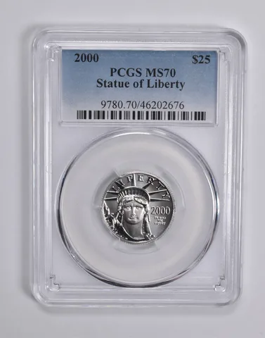 MS70 2000 $25 Statue Of Liberty 1/4 Oz Platinum PCGS a6585