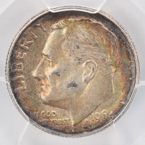 1964 Roosevelt Dime AU53 PCGS Beautiful Tone *0812
