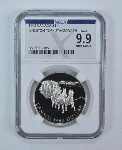 1992 Canada 1 Dollar Silver Kingston-York Stagecoach Proof 9.9 UCAM NGC X NGCX