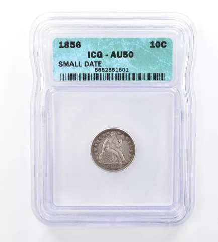 1856 Seated Liberty Dime Small Date AU50 ICG Beautiful Tone *1549