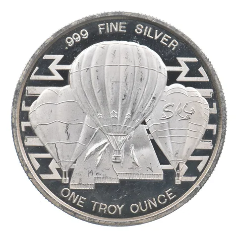 VINTAGE Art Bar/Round 1990 Balloon Glow Limited 2nd Edition Silver 1 T Oz *230