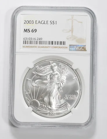 2003 American Silver Eagle MS69 NGC Brown Label