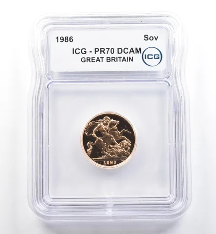 1986 Great Britain Gold Sovereign PR70 DCAM ICG *6507