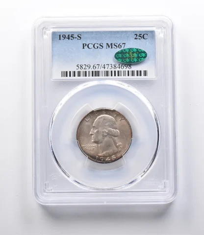 MS67 1945-S Washington Quarter CAC PCGS *2674