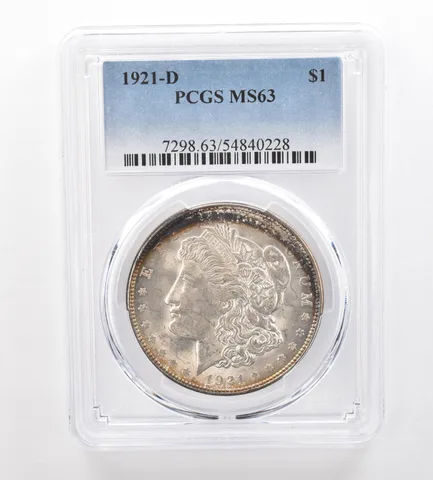 1921-D Morgan Silver Dollar MS63 PCGS Peripheral Tone *7500