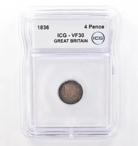 1836 Great Britain 4 Pence VF30 ICG Beautiful Tone *0107