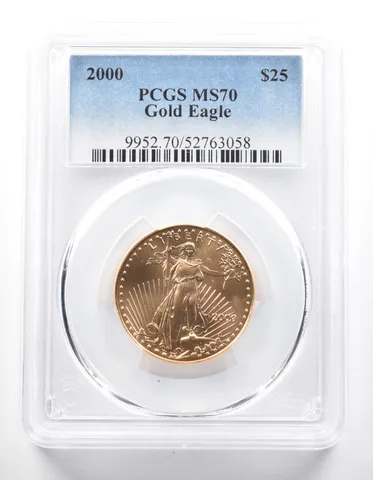 2000 $25 American Gold Eagle 1/2 Oz Gold MS70 PCGS
