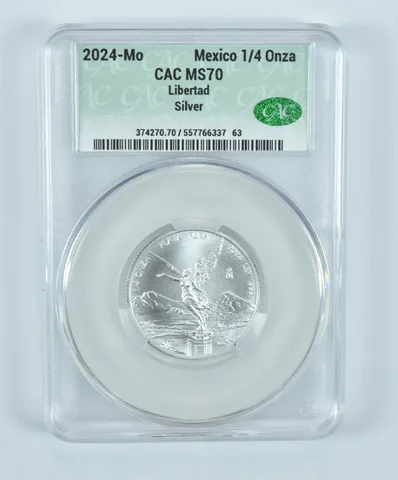 2024 Mo Mexico 1/4 Onza Silver Libertad MS70 CAC CACg