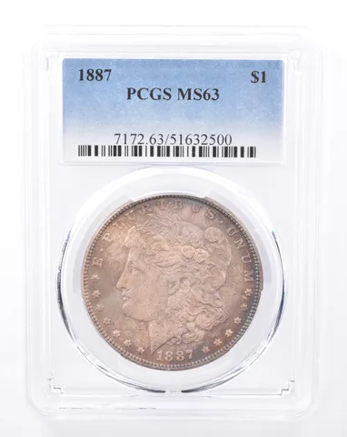 1887 Morgan Silver Dollar MS63 PCGS Beautiful Tone *9429