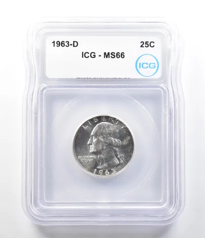 1963-D Washington Quarter MS66 ICG - Strike Through Error *0386