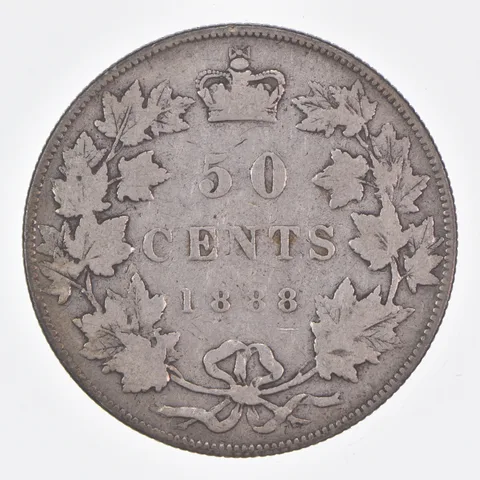 Better Date - 1888 Canada 50 Cents World Coin- Silver *419