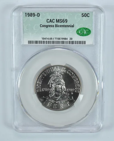 1989-D Congress Bicentennial Commemorative Half Dollar MS69 CAC CACg