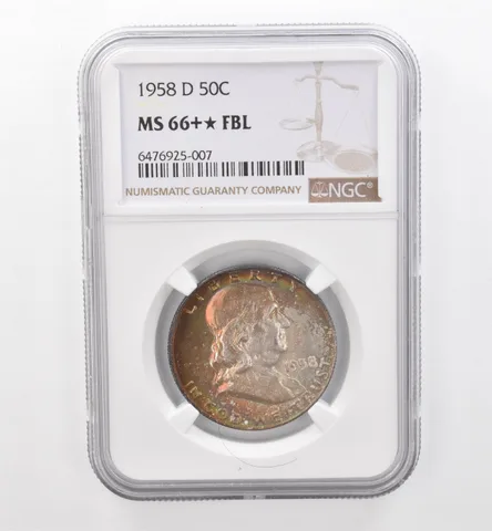 1958-D Franklin Half Dollar MS66+* STAR FBL NGC Beautiful Tone *1845