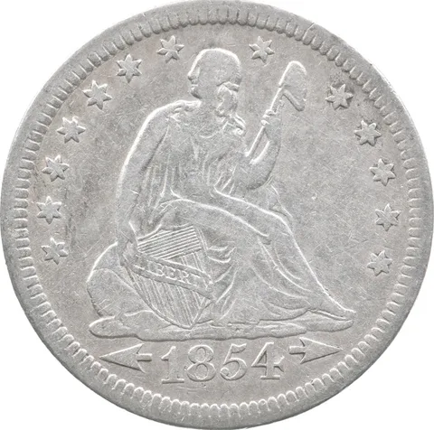 1854 Seated Liberty Quarter Arrows *7616