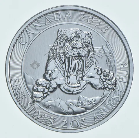 2023 Canada 10 Dollars Silver Smilodon 2 Oz .9999 Silver