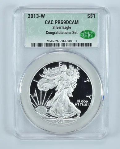 2013-W American Silver Eagle Congratulations Set PR69 DCAM CAC CACg