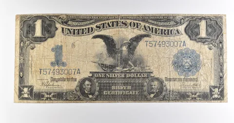 1899 $1 Silver Certificate Black Eagle Blue Seal Large Note *4497