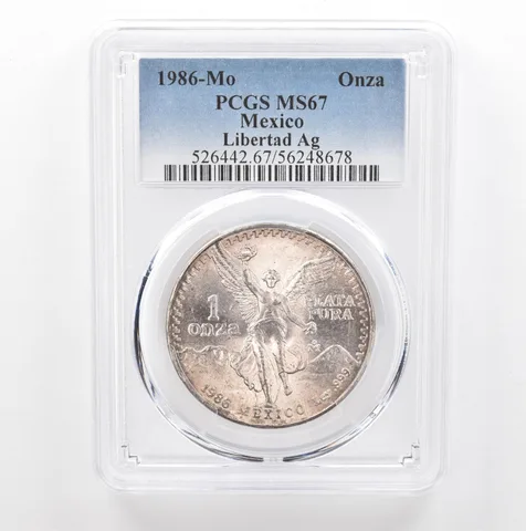 1986 Mo Mexico 1 Onza Silver Libertad MS67 PCGS Beautiful Tone *5396