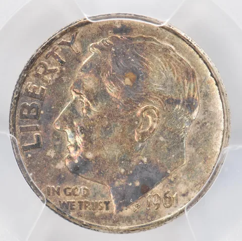 1961 Roosevelt Dime AU53 PCGS Beautiful Tone *0873