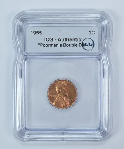 1955 Lincoln Wheat Cent Poorman's Double Die Authentic ICG