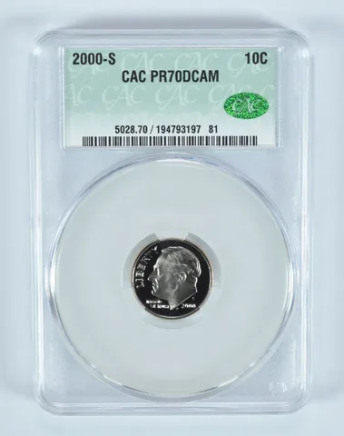 2000-S Roosevelt Dime PR70 DCAM CAC CACg