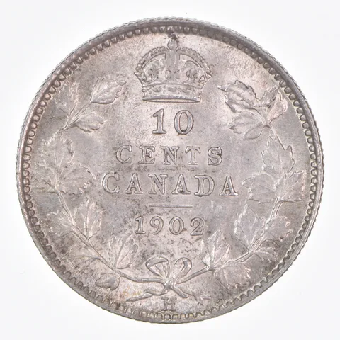 Better Date - 1902 Canada 10 Cents World Coin- Silver *090