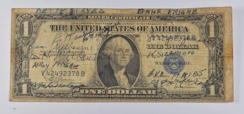 1935-A $1 United States Silver Certificate WWII Short Snorter a5291