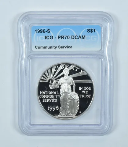 1996-S Community Service Commemorative Silver Dollar PR70 DCAM ICG