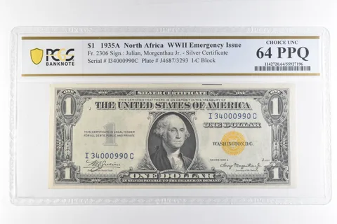1935 A $1 Silver Certificate North Africa WWII Fr#2306 Unc 64 PPQ PCGS *6911