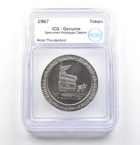 1967 Casino Token Hotel Thunderbird Dollar Specimen Prototype Genuine ICG *0559