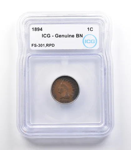 1894 Indian Head Cent Mint Error FS-301 RPD Genuine BN ICG a2278
