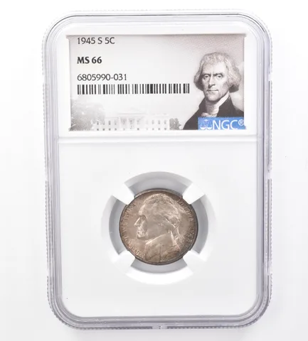1945-S Jefferson Nickel MS66 NGC Beautiful Tone *1556
