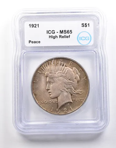 1921 Peace Silver Dollar High Relief MS65 ICG *2209