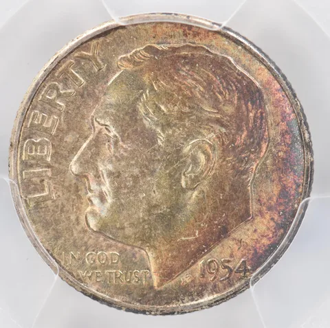1954 Roosevelt Dime AU58 PCGS Beautiful Tone *0887