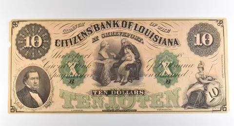 1800s $10 Shreveport LA Citizens' Bank Obsolete Note *3829