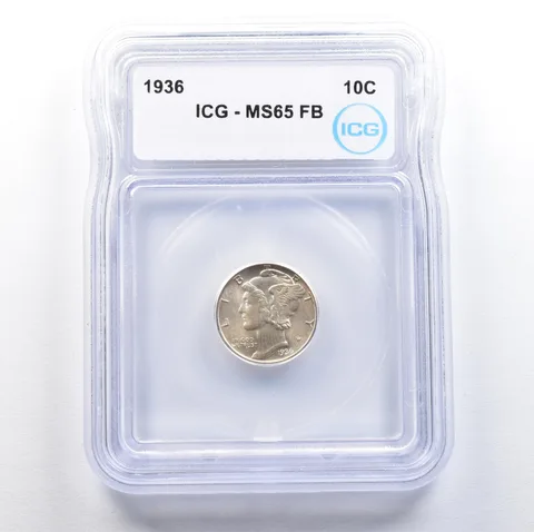 1936 Mercury Dime MS65 FB ICG *7621