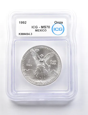 1992 Mexico 1 Onza Silver Libertad KM#494.3 MS70 ICG a7730
