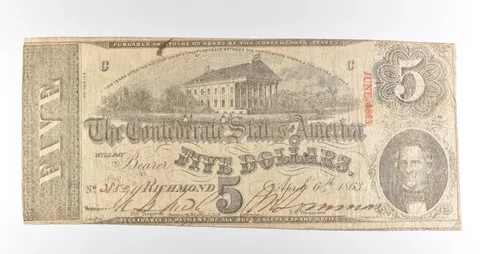 1863 $5 Richmond VA Confederate States Of America Obsolete Note *3893